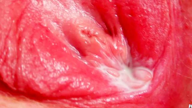 Wet excited pussy close up