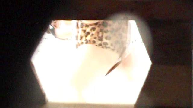 Sweet beauty is pissing in the voyeur toilet