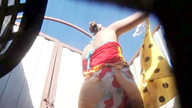 Hot locker room with slender big booty babe