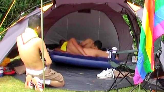 Outdoor anal sex with three dudes