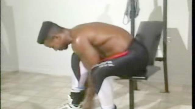 Muscular gay Ray Victory is demonstrating his body