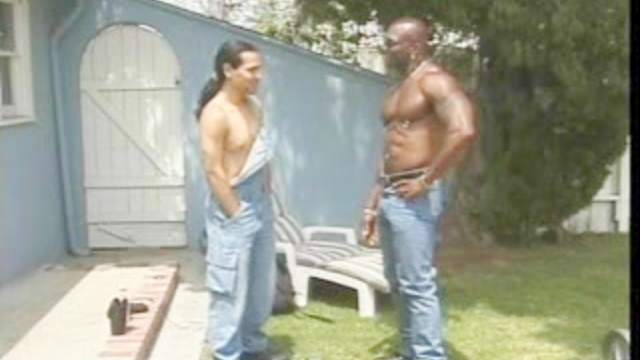 Muscular black gay penetrates this white dude