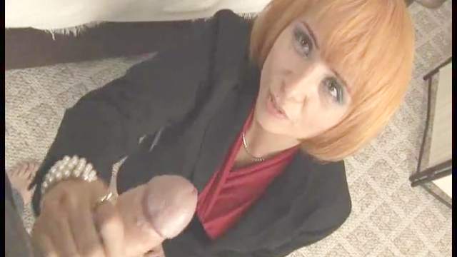 Cute redhead gives a gorgeous handjob