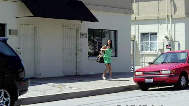 Sensual brunette being upskirted