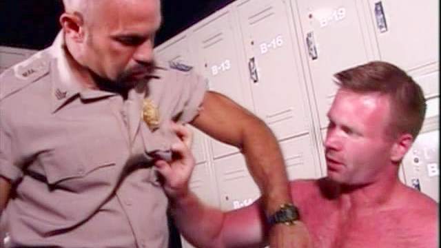 Muscular gays in uniforms are fucking each other asses