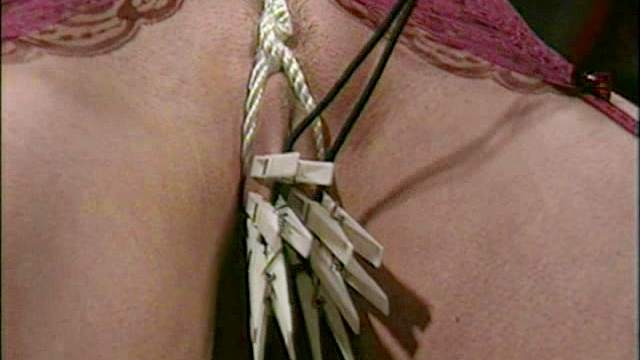Slave gets tits torture and clothespins in pussy
