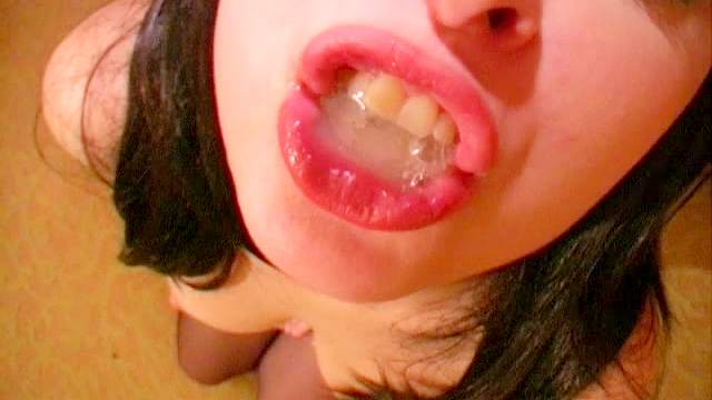 Spicy brunette wife swallows really big cumshot
