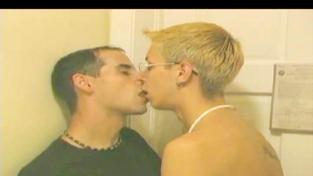 Blonde gay wearing glasses gets a rimjob and ass fucked