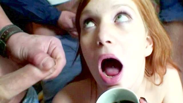 Redhead Theresa gets sperm in her mouth