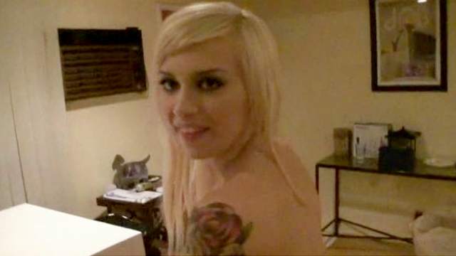 Stunning tattooed blonde being fucked in doggy style