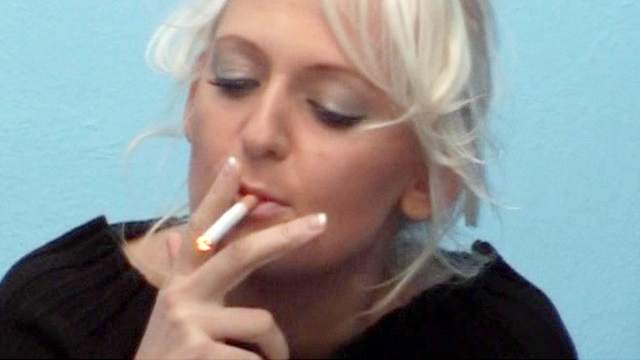 Smoking hot babe with ponytail Lili fucking in toilet