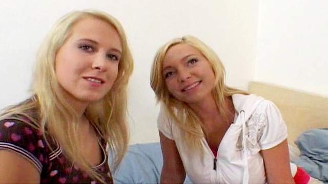 Blondes Karolina and Cabiria are sucking one red dick