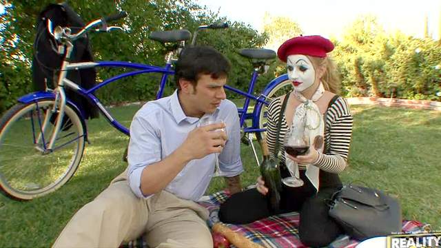 Mime fucked in a public park