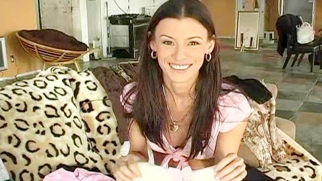 Solo scene with a long-haired brunette Amylee