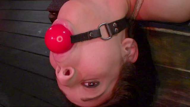 Nasty with ball gag is getting dick