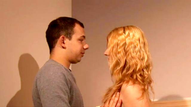 Sweet blonde Constanze is giving a blowjob