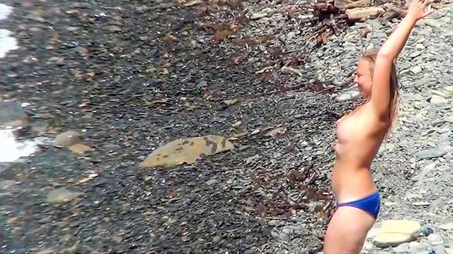Beauty is getting naked on the nudist beach
