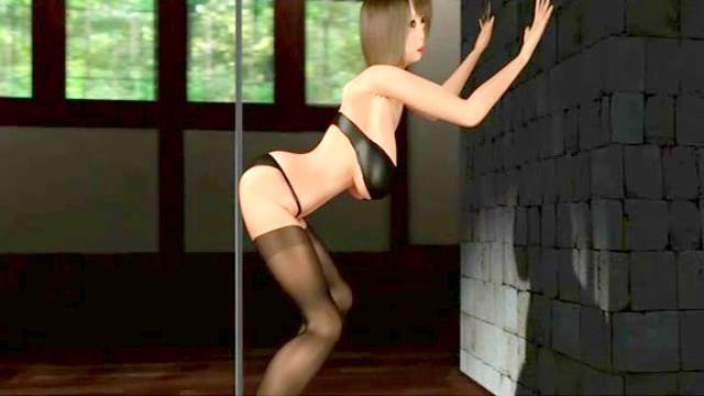 Stunning stripper undresses herself in 3D scene