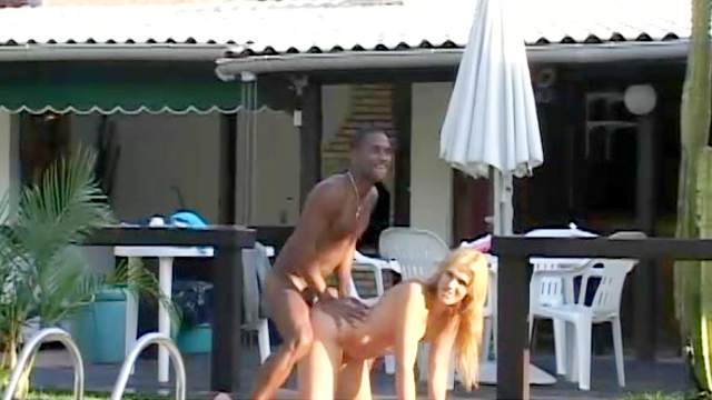 Interracial fucking with a nice blonde shemale