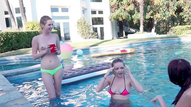 Teens enjoying incredible pool fuck scenes with daddy