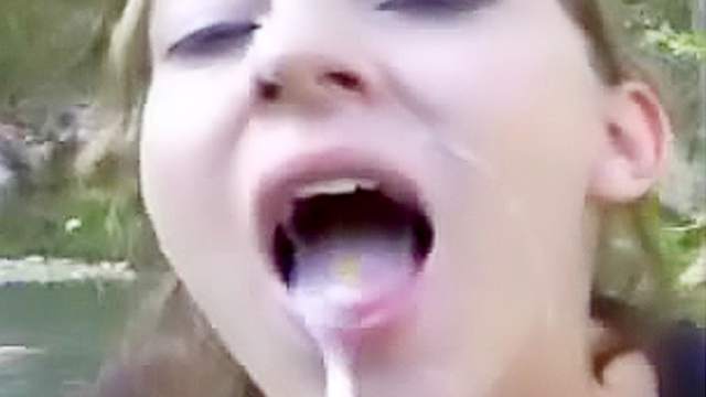 Facial outdoors from cute girlfriend