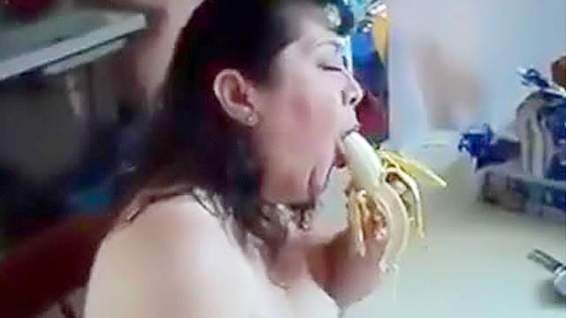 Big girl eats banana naughty style