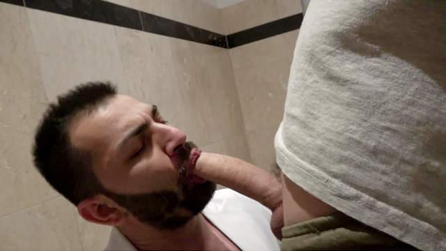Horny gay lovers having a quickie sex in the bathroom in secret