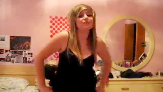 Shy teen webcam striptease