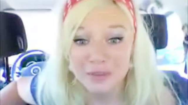 Cute blonde car masturbation