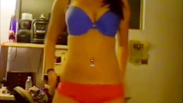 Colorful lingerie adorns teenage body