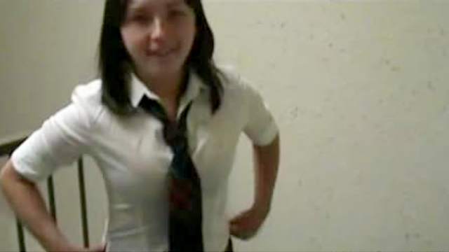 Schoolgirl in blouse suck and facial