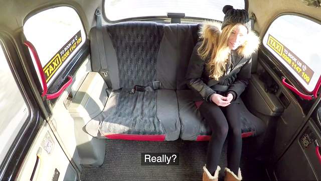 Skinny doll enjoys sex in a taxi for the first time