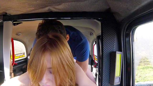 Redhead enjoys orgasms and sperm in fake taxi porn tryout