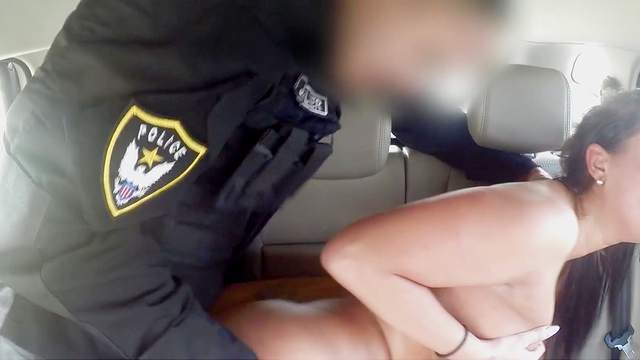 Sexy babe ass fucked by horny officer then jizzed