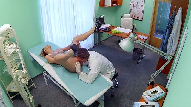 Samantha, a cute blonde, gets a highly physical exam from her physician