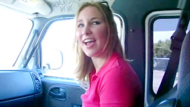 Lovely girl fucked in a van