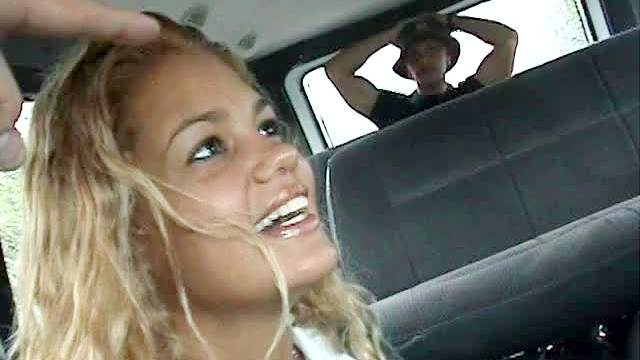 She fucks and takes cum in car