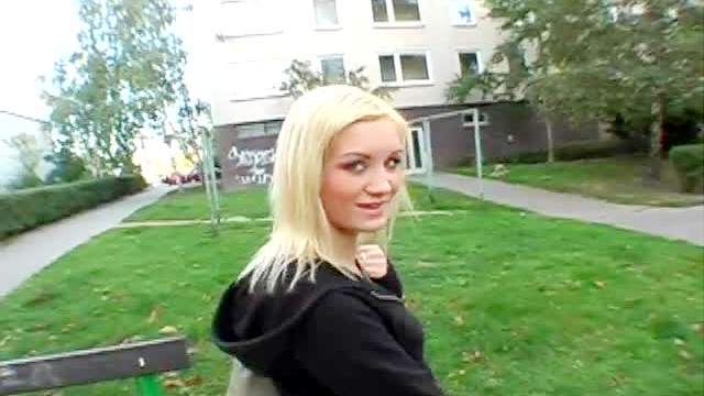 Cute blonde fucked in public