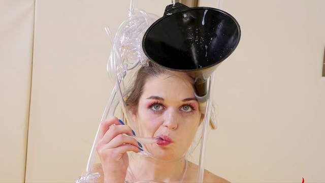 Anastasia Rose endures face fucking and plastic tube suspension