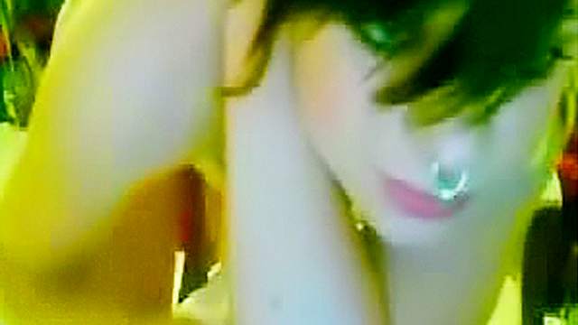 Pierced nose girl makes webcam porn