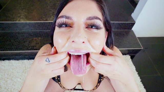 Gagged brunette is set to swallow a lot