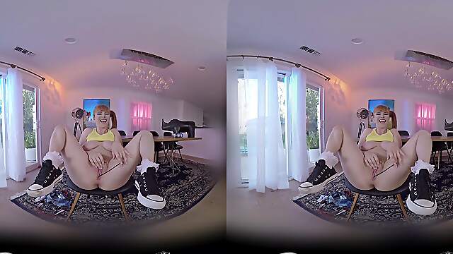 Virtual reality with Penny Pax giving a titjob with a cumshot ending