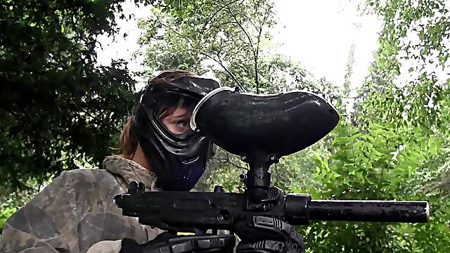 Sexy and horny babe Lucette Nice enjoys riding a dick after paintball