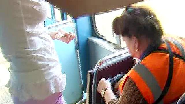 Teen flashes her tits on public bus