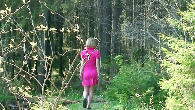 Sexy pink dress on public piss girl