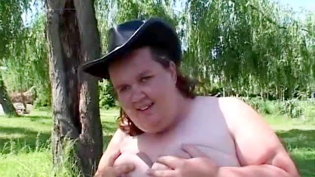 Fat cowgirl fucked in the dirt