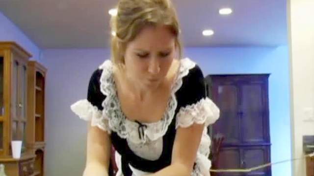 Naughty French maid spanked