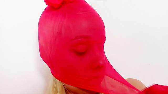Frisky blonde Ingrid in black mask wants to satisfy her pussyhole