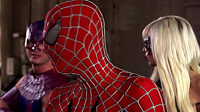 Premium role play display with super heroes craving sex the hard way