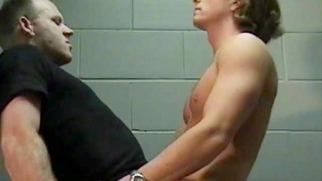 Bald guy bends over for gay stud